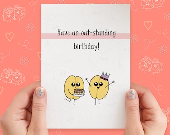 Oat-standing Birthday Card | Funny Birthday Card | Cute Birthday Pun Card | Handmade Greeting Card | Kawaii Card