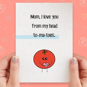 Love You Tomatoes Card For Mom | Funny Mother's Day Card | Mom Birthday Card | Funny Pun Card | Cute Kawaii Handmade Greeting Card | 5x7