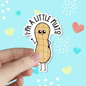 I&#39;m a Little Nuts Waterproof Vinyl Sticker | Funny Sticker | Mental Health Sticker | Kawaii Sticker | Pun Sticker