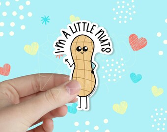 I'm a Little Nuts Waterproof Vinyl Sticker | Funny Sticker | Mental Health Sticker | Kawaii Sticker | Pun Sticker