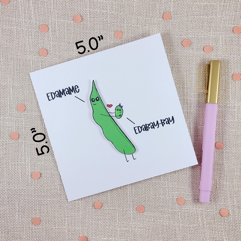 Edamame Pun Card Funny Card Funny Baby Shower Card Funny Etsy