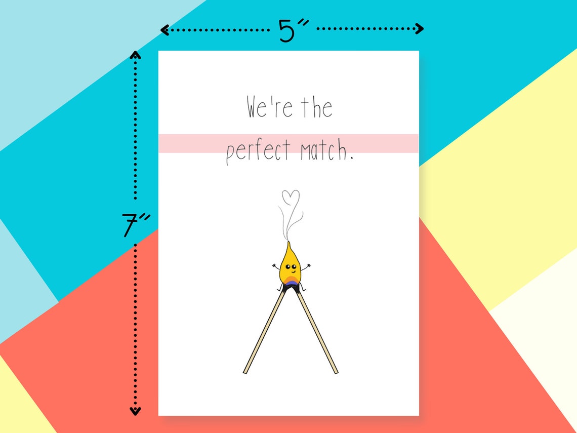 Perfect Match Cute Love Card Funny Valentine Card Kawaii - Etsy