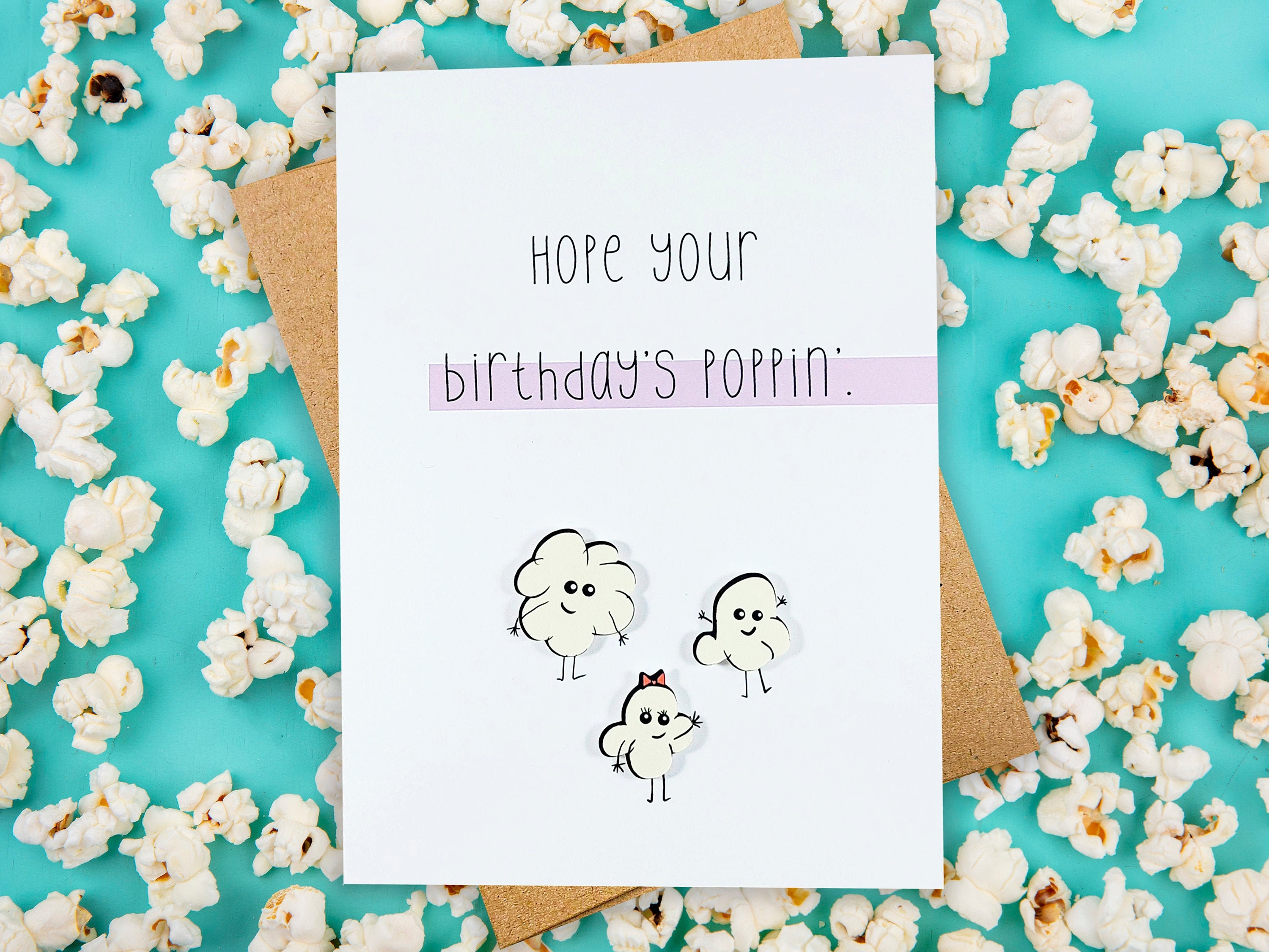 Popcorn Birthday Card Happy Birthday Card Funny Pun Card Etsy