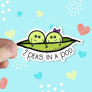 2 Peas In A Pod Waterproof Vinyl Sticker | Cute Stickers | Kawaii Stickers | Water Bottle Stickers | Laptop Stickers | Planner Stickers