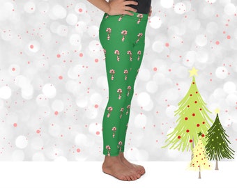 Little Kids and Toddler Candy Cane Christmas Leggings | Christmas Print Leggings | Christmas Outfit | Kawaii Leggings | Christmas Pajamas