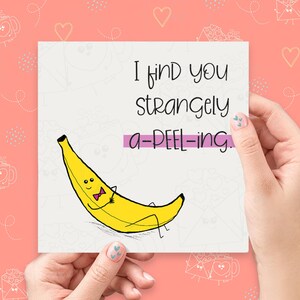 Je vous trouve banane drôle épluchée | Carte de voeux faite main | Carte mignonne | d'amour | carte d'anniversaire | carte pour amis | Carte kawaii