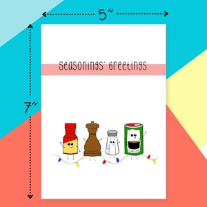 Seasonings' Greetings Funny Christmas Card Christmas Pun Card Funny Pun Season's Greetings Cute Kawaii Christmas Handmade Greeting image 2