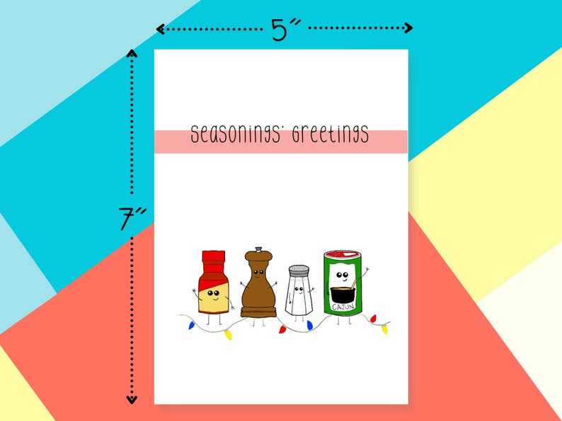 Seasonings' Greetings Funny Christmas Card Christmas Pun Card Funny Pun Season's Greetings Cute Kawaii Christmas Handmade Greeting image 2