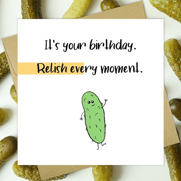 Pickle Birthday Card - Etsy