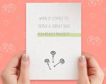 Nailed It Card for Dad | Happy Father's Day Card | Dad Birthday Card | Funny Pun Card | Cute Funny Card | Handmade Greeting Card | Dad Joke