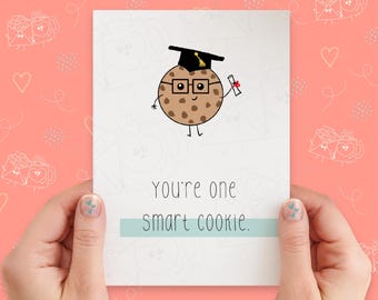 Smart Cookie Graduation Greeting Card | Congratulations Card | Cute Funny Graduation | Kawaii Cookie | Class of 2023 | Congrats Grad