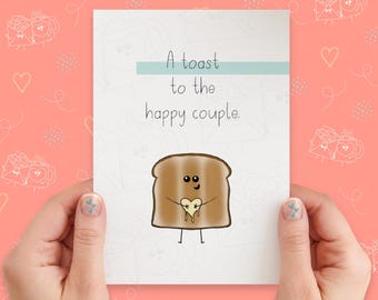 Toast Card | Toast to the Happy Couple | Engagement Card | Wedding Card | Anniversary Card | Funny Pun Card | Handmade Greeting Card