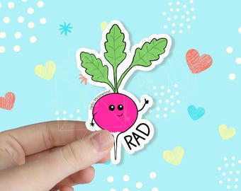 Rad Radish Waterproof Vinyl Sticker | Cute Stickers | Kawaii Stickers | Funny Stickers | Water Bottle Laptop Planner Stickers