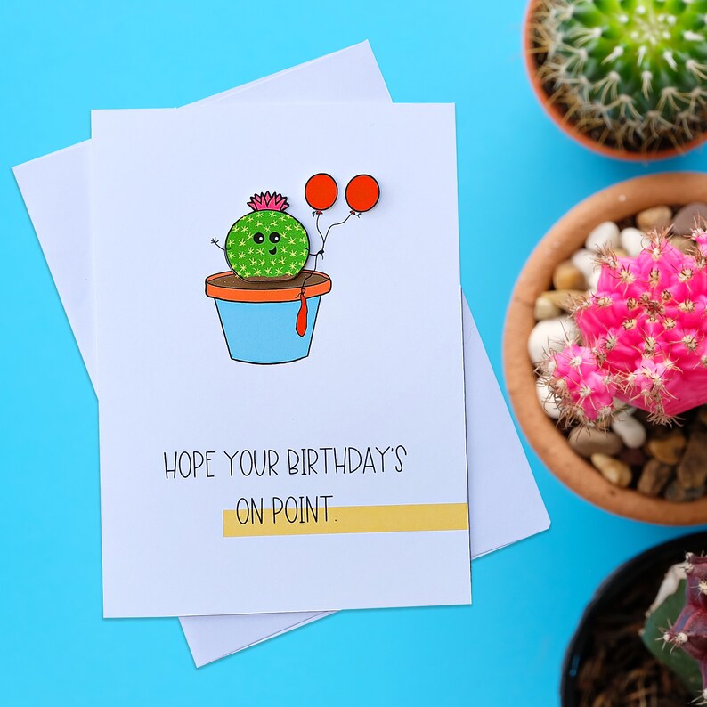 Auf Punkt Kaktus lustige Geburtstagskarte Süße Pun Karte Etsy