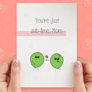 Lime Card For Mom | Cute Funny Mother's Day Card | Mom Birthday Card | Funny Pun Card | Cute Kawaii Handmade Greeting Card | Kawaii Fruit