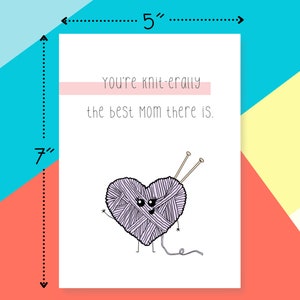 Knit-erally The Best Card For Mom Funny Mother's Day Card Mom Birthday Card Funny Pun Card Cute Kawaii Handmade Greeting Card image 2