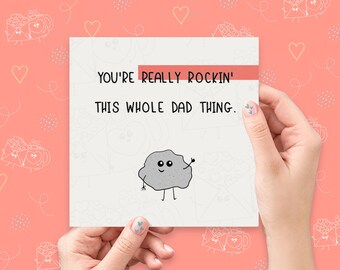Rockin' It Father's Day Card | Happy Father's Day | Funny Pun Card | Cute Funny Card | Handmade Greeting Card | Kawaii Card | Dad Rocks