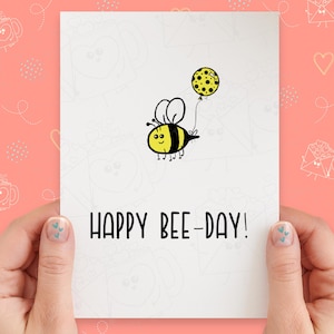 Happy Bee-Day Card | Cute Punny Birthday Card | Handmade Greeting Card | Happy Birthday | Kawaii Bee Card | Funny Birthday Card | Bumblebee
