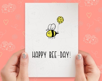 Happy Bee-Day Card | Cute Punny Birthday Card | Handmade Greeting Card | Happy Birthday | Kawaii Bee Card | Funny Birthday Card | Bumblebee