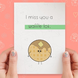 Un lot de gaufres | Carte Vous manquez de <br> Profitez-en ! Tu me manques carte | Interurbains | Jeu de mots drôle de Zazzle.be Liste d'envies Vous avez des idées ? Carte mignonne | Carte de voeux faite main | Carte kawaii