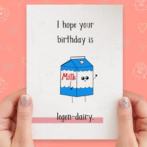 Legen-dairy Funny Birthday Card | Pun Birthday Card | Cute Kawaii Birthday Card | Handmade Greeting Card | Kawaii Milk Carton