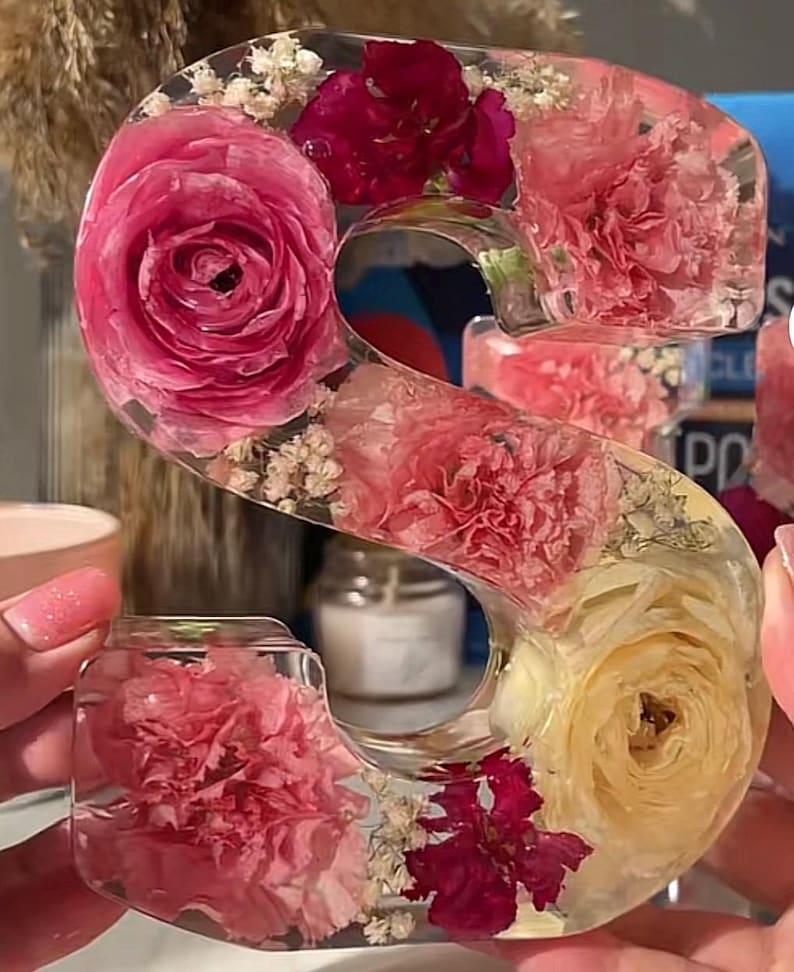 Floral Resin Epoxy Letters | Custom Resin Letter | Couple Gifts ...