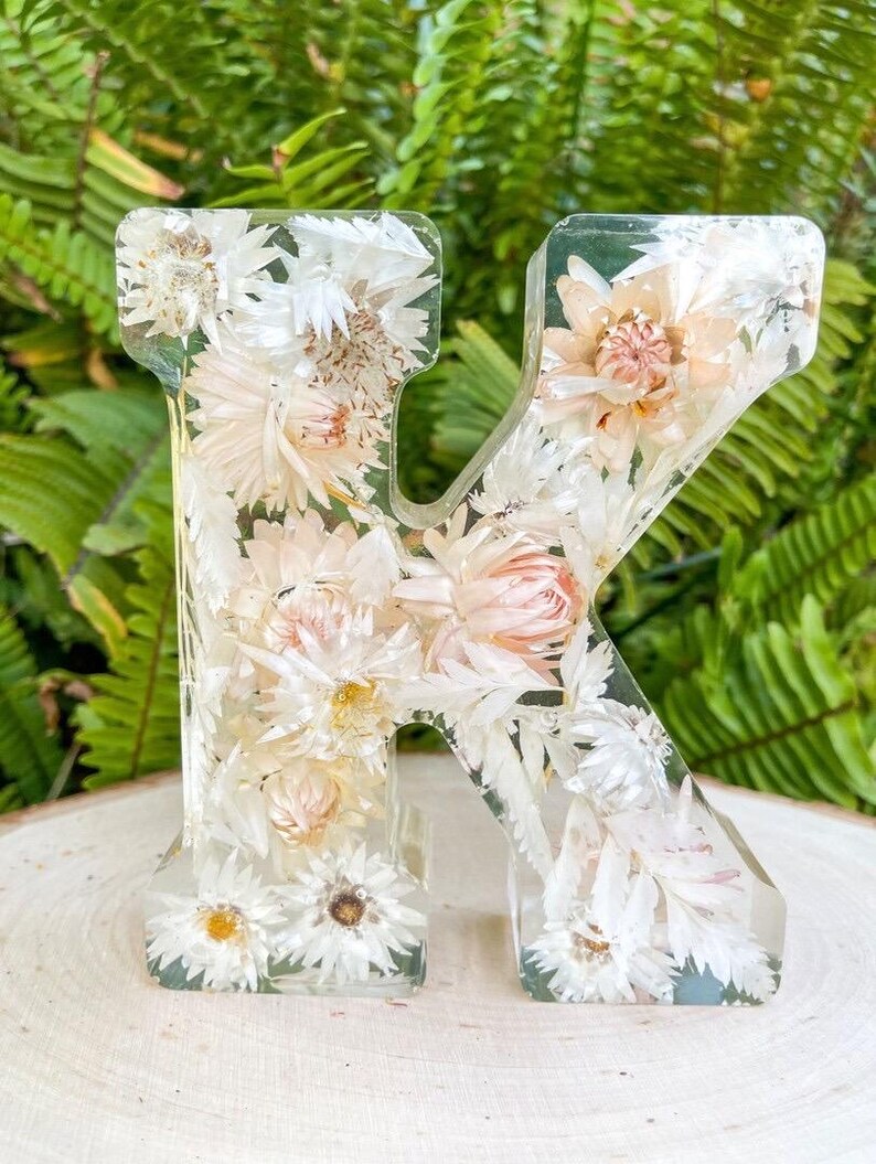 Resin Letters Roses Floral Resin Epoxy Letters | Custom Resin Letter | Couple Gifts ...