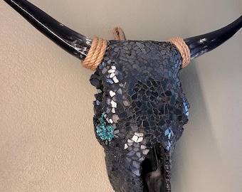 CUSTOM*  Crystal Real Cow Skull, Couple Gift Idea, Beautiful Cow skull decor , Wall Decor, Western cow decor, Cow Skull