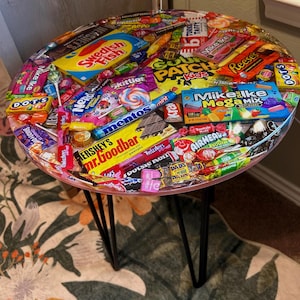 CUSTOM * Candy Resin Epoxy Side Table, Epoxy Resin side table, Candy Side Table, Candy Resin table, Unique gift