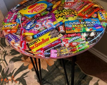 CUSTOM * Candy Resin Epoxy Side Table, Epoxy Resin side table, Candy Side Table, Candy Resin table, Unique gift