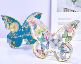 CUSTOM* Floral epoxy Butterfly | Butterfly resin art | Gift for couples | Wedding and funeral preservation arrangement | Butterfly Decor