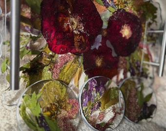CUSTOM| Small Wedding Modern Serving Tray Set- 3 Coasters | Preserved Bouquet Resin Tray Set | Bouquet preserve  | Flower Preservation Gift