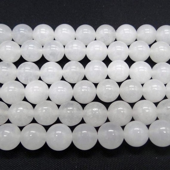 8mm White Round Jade Loose Beads 15/"