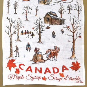 CANADA GIFT Maple Syrup Theme Linen Tea Towel