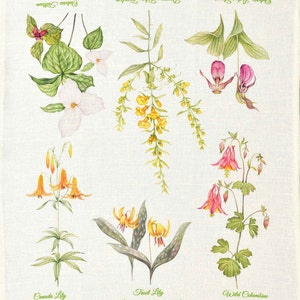 CANADA GIFT &quot;Ontario Flowers&quot; Print Canadian Linen Tea Towel