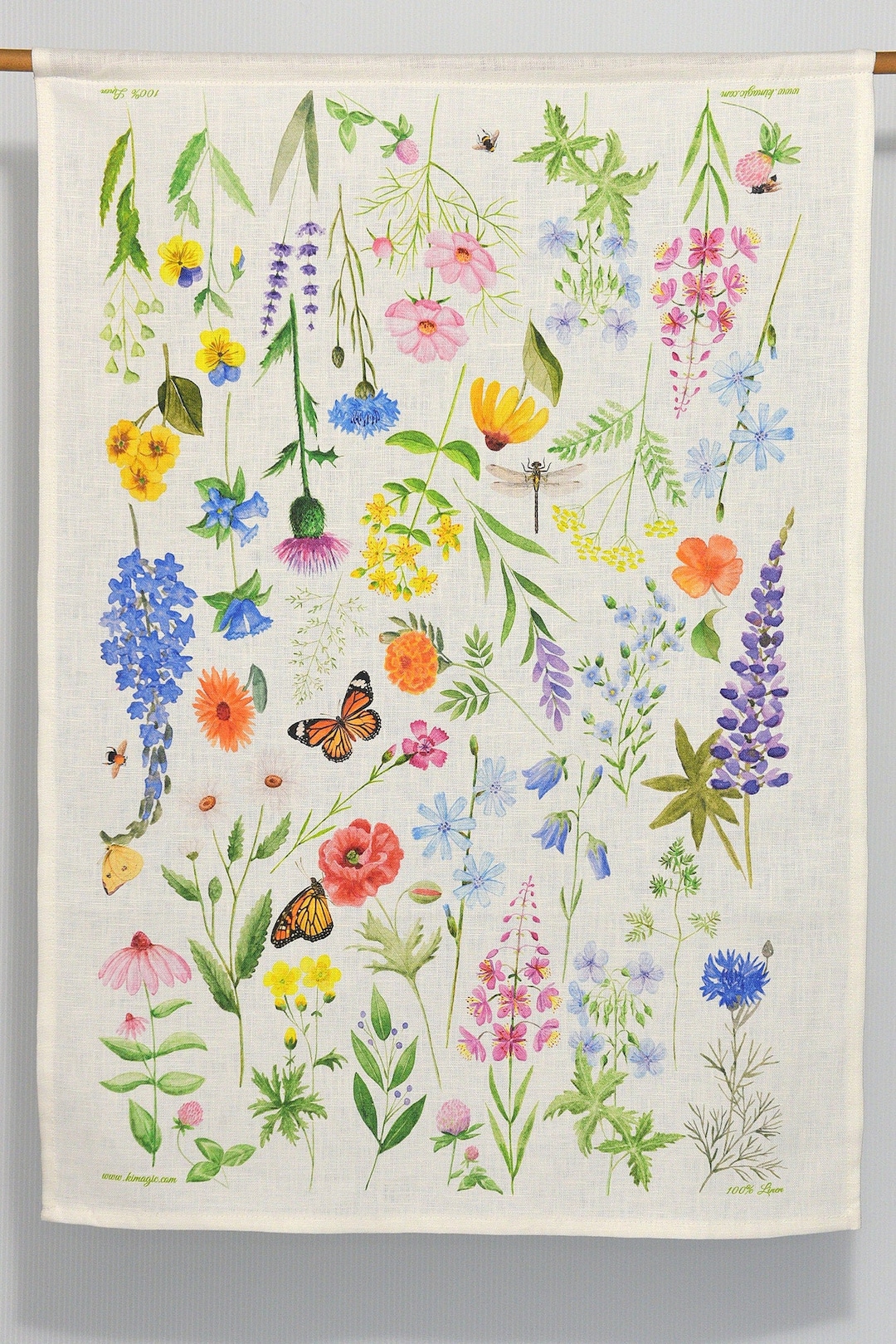 Linen Tea Towel Wildflowers and Butterflies CANADA GIFT - Etsy Canada