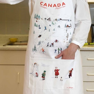CANADA WINTER GIFT Winter themed original art -  Apron Canada Winter