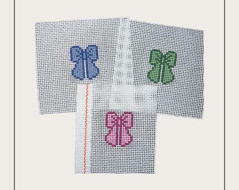 Mini Bow Hand-Painted Needlepoint Canvas