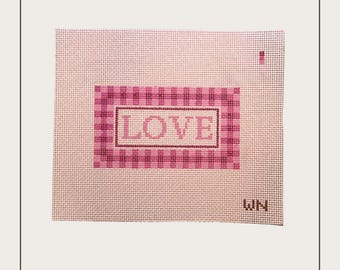 Gingham Love Hand-Painted Needlepoint Canvas