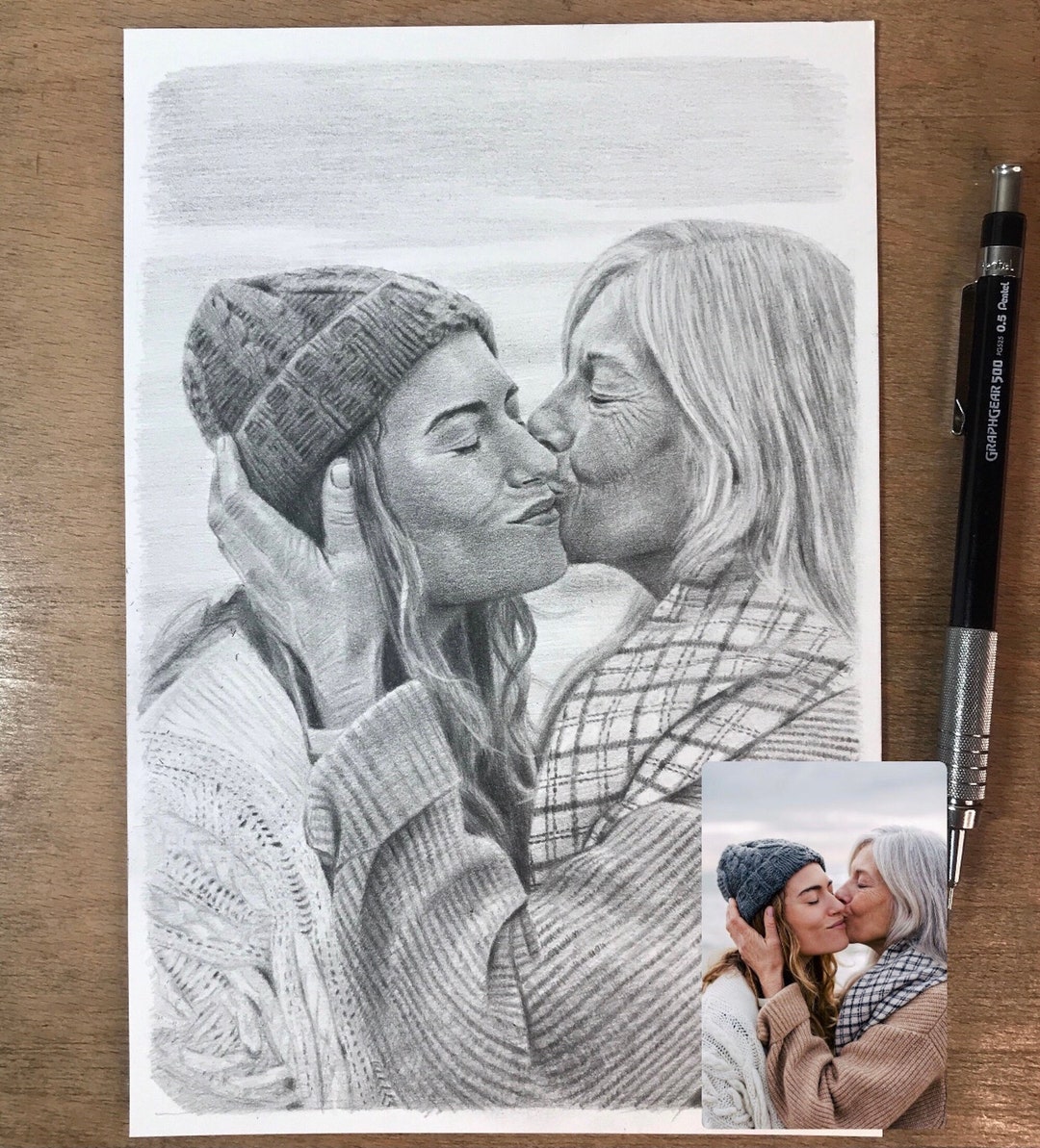 Custom Mothers Day Gift Drawing From Photo Custom Mother Portrait