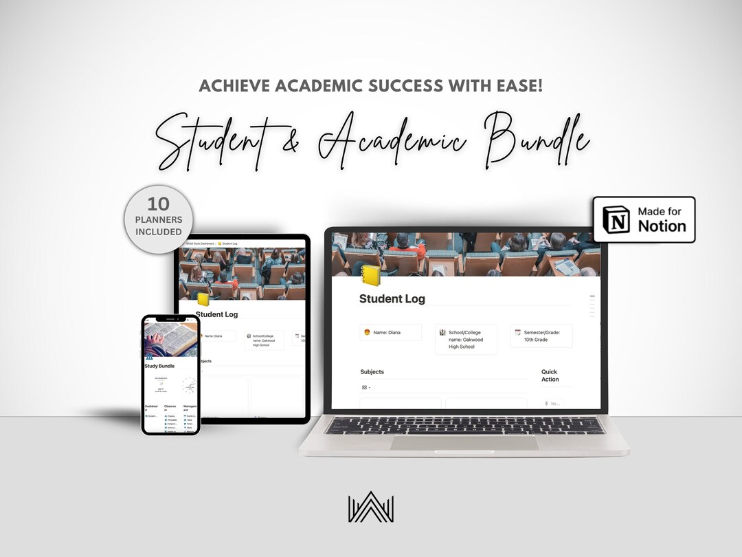 Notion Template for Student & Academic Bundle Study Planner, Course ...