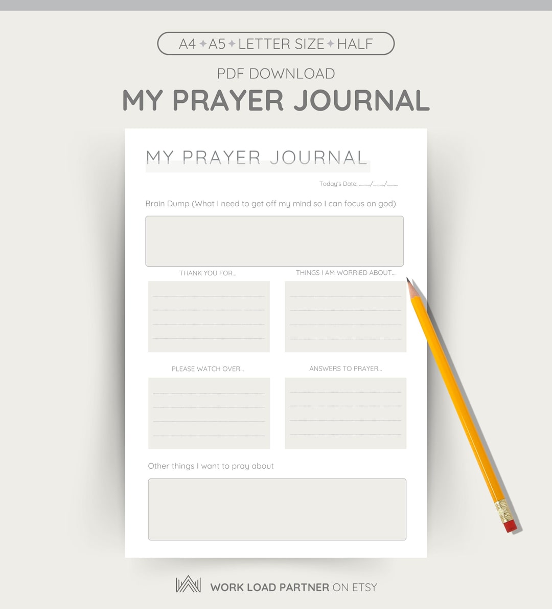 Daily Prayer Journal Printable • Christian Faith Template (PDF Download ...