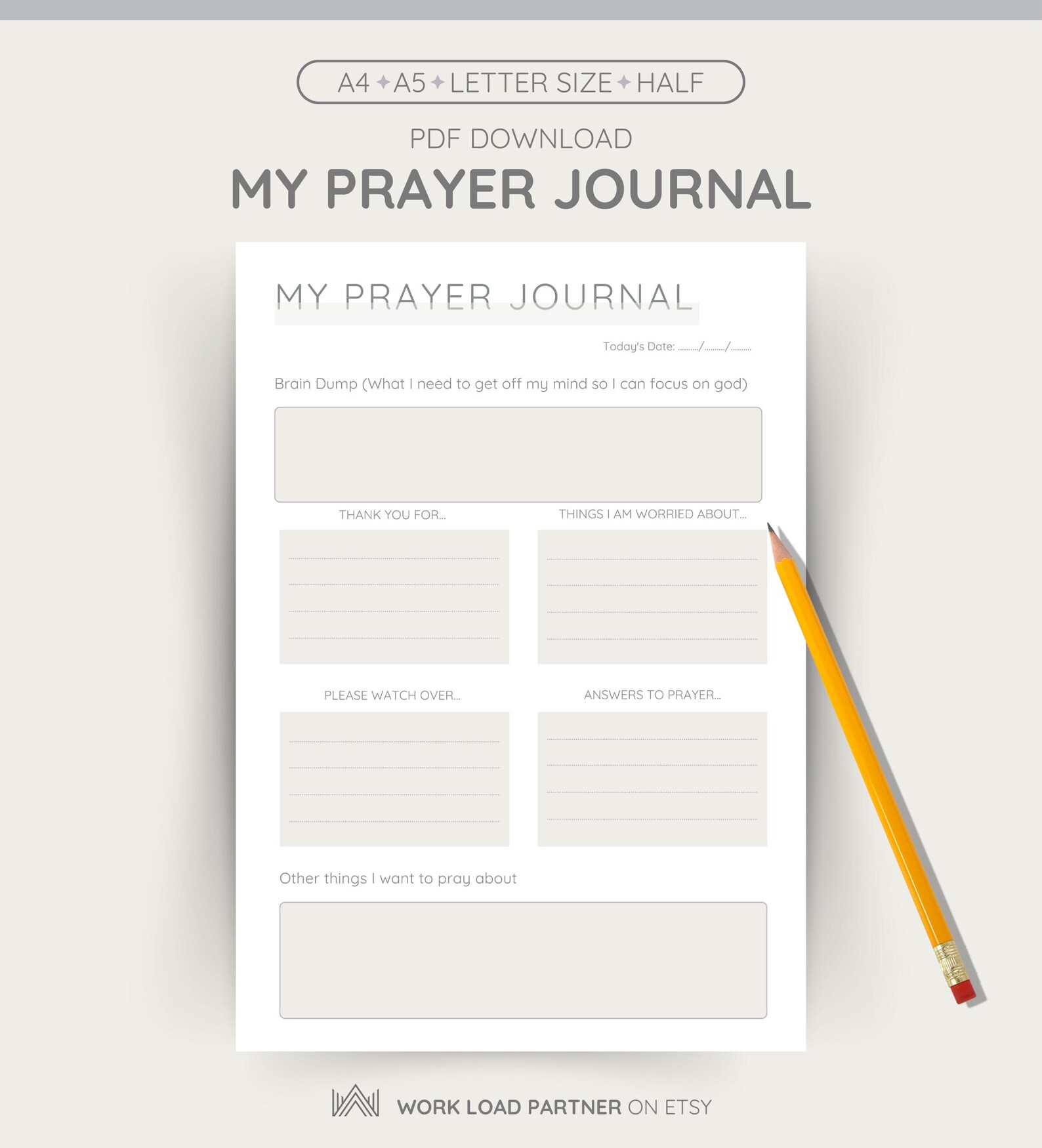 Daily Prayer Journal Printable • Christian Faith Template (PDF Download ...