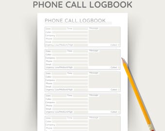 Telefonanrufliste druckbar, PDF Business Call Tracker, Empfangsdamen Logbuch, Small Business, Instant Download