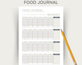 Daily Food Journal Printable • Calorie & Nutrition Tracker (PDF Download)