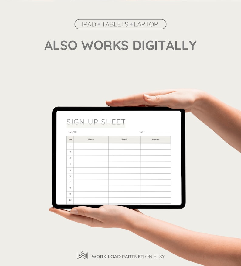 Event Sign up Sheet Printable • Workshop & Volunteer Form (PDF Download ...