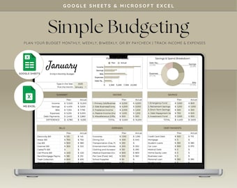 Budget Template Google Sheets Excel, Monthly Income Expense Tracker, Debt Payoff Planner, Instant Download