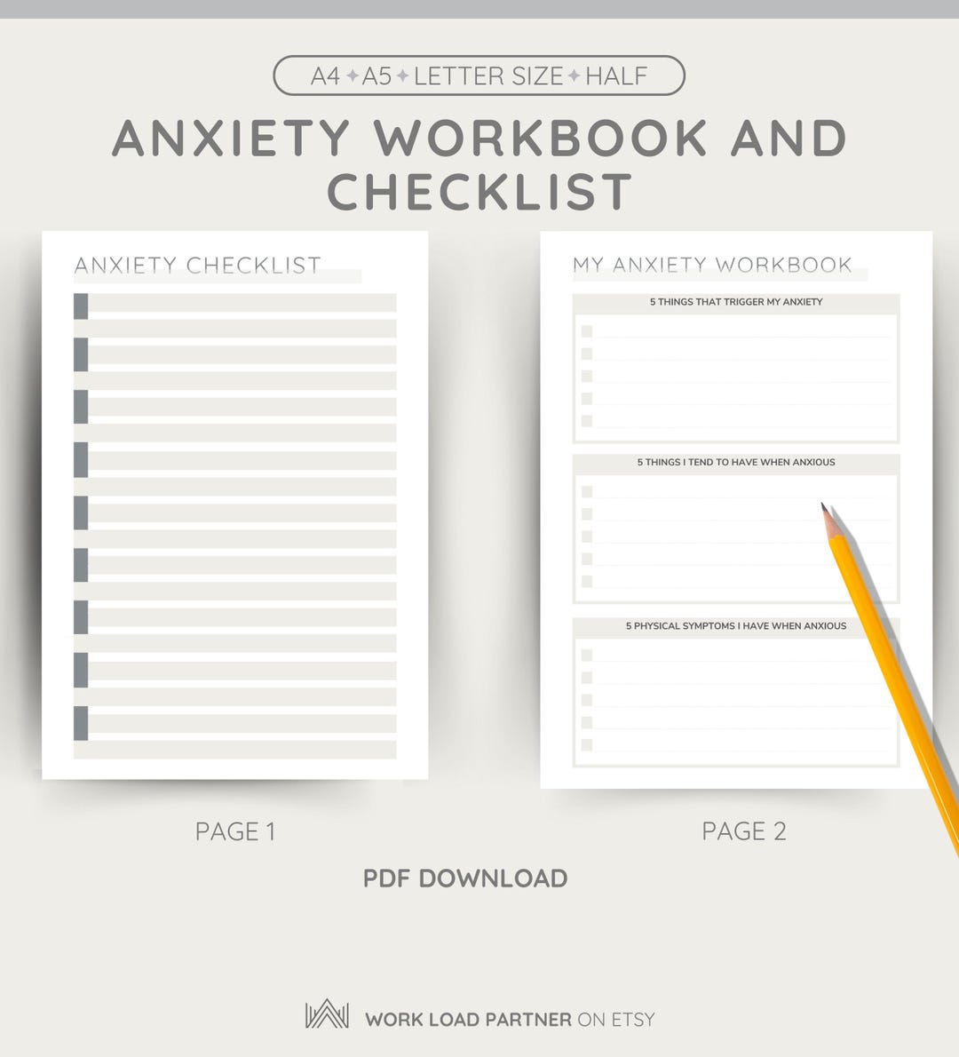 Anxiety Workbook Printable • Mental Health Journal & Trigger Tracker ...
