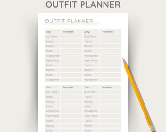 Planner Printable Outfit Planner, Weekly Wardrobe Organizer PDF, Daily Style Tracker, Instant Download