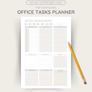 Daily Office Planner Printable: Task Management PDF Template (A4/A5/Letter)
